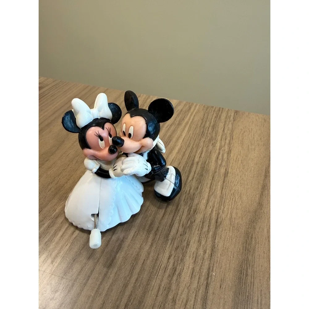 Vintage Disney Mickey Minnie Mouse Wedding Wind Up Toy Bride Groom Figure  Works